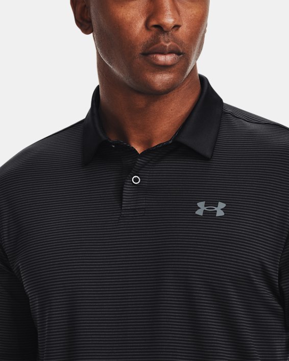 男士UA Performance Stripe Polo衫, Black, pdpMainDesktop image number 3